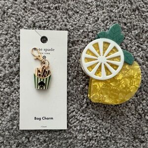 Kate spade Bag Charm and Lemon Clip